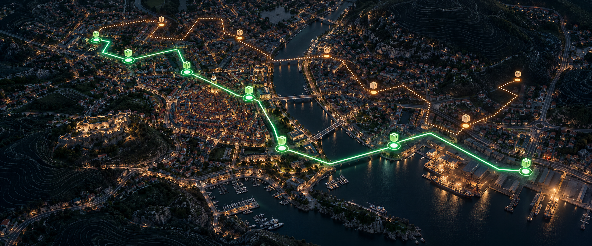 Vizualni prikaz neefikasne i optimalne dostavne rute